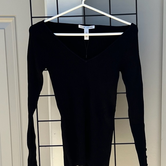 Autumn Cashmere Ribbed Wide V W/ Button Cuffs - Picture 7 of 14